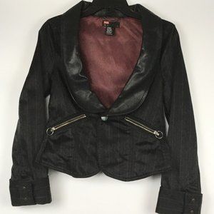 Diesel Womens Motorcycle Moto Crop Black Leather Goth Jacket Sz M Vintag…